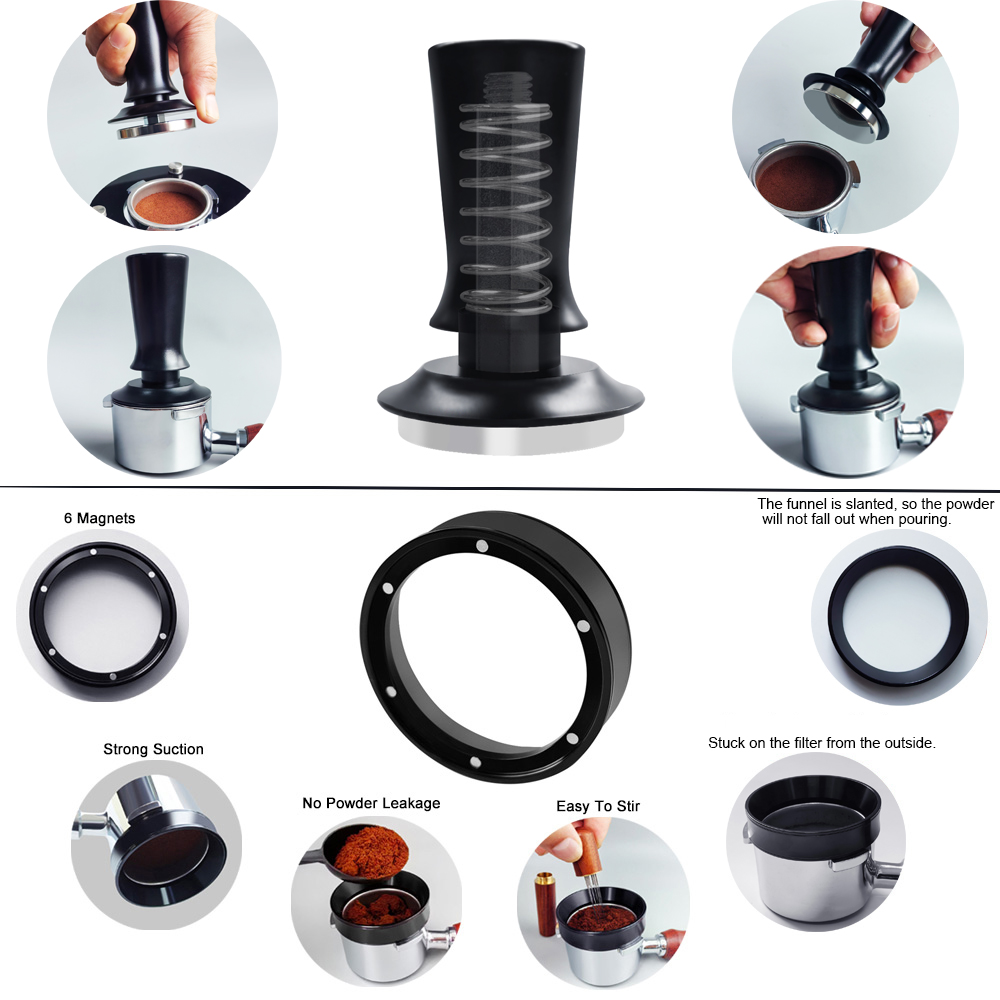 51/53/58mm Espresso Tamper, 5P - Dosing Funnel Ring 评论和价格